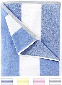 img 4 attached to Get Cozy with HENBAY Fluffy Oversized Beach Towel - Plush Thick 70 x 35 Inch Cotton Pool Towel, Blue Striped Quick Dry Swimming Cabana Towel
