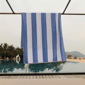 img 1 attached to Get Cozy with HENBAY Fluffy Oversized Beach Towel - Plush Thick 70 x 35 Inch Cotton Pool Towel, Blue Striped Quick Dry Swimming Cabana Towel