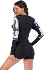 img 2 attached to Womens Boyleg One Piece Swimsuit: Athletic Swimwear 👙 with Long Sleeves for Sun Protection and Stylish Bathing Suit