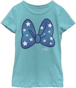 img 1 attached to Solid Crew Tee for Girls with Disney's Minnie Stars Bow Character