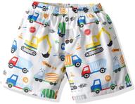 summer fun for toddler boys: white cartoon truck print surfing board shorts - quick dry, casual beach shorts 2-7t logo