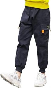 img 1 attached to 👖 Boys' Elastic Outdoor Trousers - Casual Joggers for Everyday Wear