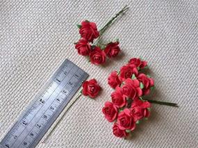 img 2 attached to 🌹 Vibrant 100 pcs Mini Rose Red Mulberry Paper Flowers: Perfect Scrapbooking, Wedding, Doll House, Card, and Craft Embellishment Supplies
