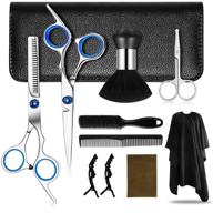 💇 complete 11pcs hair cutting scissors kit for men, women & kids - professional haircut set with thinning shears, cape, neck brush - ideal for barbers logo