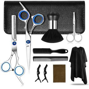 img 4 attached to 💇 Complete 11pcs Hair Cutting Scissors Kit for Men, Women & Kids - Professional Haircut Set with Thinning Shears, Cape, Neck Brush - Ideal for Barbers