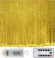 decorate your events with battery operated 300 led curtain string lights – remote, timer & dimmable – ideal for wedding backdrops, christmas, holidays, and camping (9.8×9.8ft, warm white) логотип