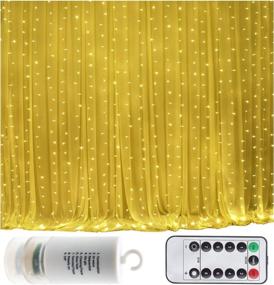 img 4 attached to Decorate Your Events with Battery Operated 300 LED Curtain String Lights – Remote, Timer & Dimmable – Ideal for Wedding Backdrops, Christmas, Holidays, and Camping (9.8×9.8ft, Warm White)