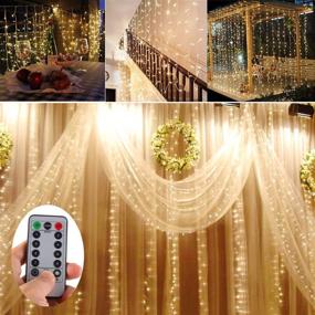 img 3 attached to Decorate Your Events with Battery Operated 300 LED Curtain String Lights – Remote, Timer & Dimmable – Ideal for Wedding Backdrops, Christmas, Holidays, and Camping (9.8×9.8ft, Warm White)