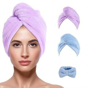img 4 attached to 👩 Super Absorbent Microfiber Hair Towel Wraps for Women - Anti-Frizz, Quick Dry Hair Turbans for Drying Curly, Long, Thick Hair - TuXHui