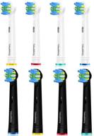 🦷 oral b braun electric toothbrush replacement heads: 8 pack floss compatible brush heads in white and black logo