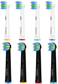 img 4 attached to 🦷 Oral B Braun Electric Toothbrush Replacement Heads: 8 Pack Floss Compatible Brush Heads in White and Black