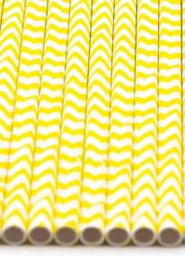 img 1 attached to 🌾 150-Pack of Eco-Friendly Yellow Chevron Paper Drinking Straws - Biodegradable, Compostable, Non-toxic, BPA-free