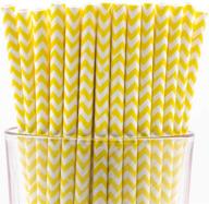 🌾 150-pack of eco-friendly yellow chevron paper drinking straws - biodegradable, compostable, non-toxic, bpa-free logo