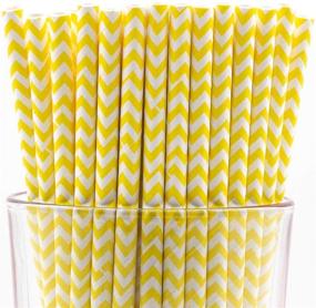 img 3 attached to 🌾 150-Pack of Eco-Friendly Yellow Chevron Paper Drinking Straws - Biodegradable, Compostable, Non-toxic, BPA-free