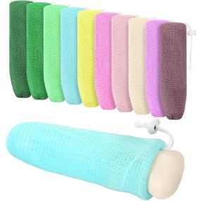 img 4 attached to 10-Pack Exfoliating Mesh Soap Pouch Mesh Soap Saver Bag Bubble Foam Net for Body and Facial Cleaning Tool, Random Colors