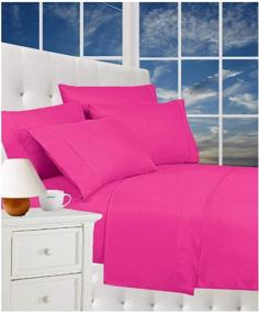 img 1 attached to 🛏️ Celine Linen 1800 Thread Count Egyptian Quality Wrinkle Free 4-Piece Sheet Set: Luxurious Bed Sheets with Deep Pockets 100%, Queen Pink - Available on Amazon!