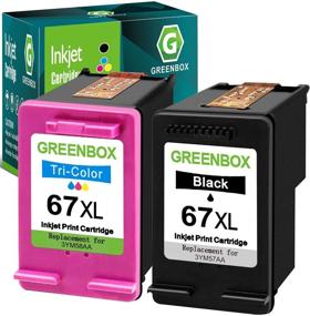 img 4 attached to GREENBOX Remanufactured Ink Cartridge Replacement for HP 67 67XL - DeskJet 2732 2755, Envy 6052 6058 6075, DeskJet Plus 4152 4155 4158 Printer Tray - 1 Black, 1 Tri-Color