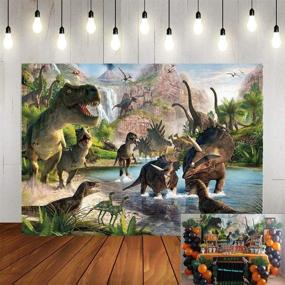 img 4 attached to Captivating Jurassic Dinosaur Party Decoration Backdrop: Perfect for Children's Birthday Party, Baby Shower, and More!