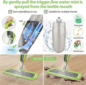 img 2 attached to 🧹 Microfiber Spray Mop for Floor Cleaning with Reusable Pads and Refillable Bottle - Ideal for Hardwood, Laminate, Tile Floors - Efficient Household Wet Dust and Wet Dry Kitchen Mop