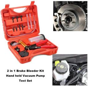 img 1 attached to 🔧 16-Piece Handheld Vacuum Pump Tester Brake Bleeder Kit with Gauge, Jar Adapters for Automotive, Bike, Motorcycle, and Truck