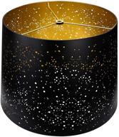 large lamp shades: metal etched alucset drum lampshade for 🌟 table and floor lamps, sky stars design, 12x14x10 inch, spider black/gold logo
