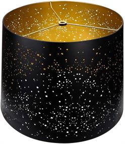 img 4 attached to Large Lamp Shades: Metal Etched Alucset Drum Lampshade for 🌟 Table and Floor Lamps, Sky Stars Design, 12x14x10 inch, Spider Black/Gold