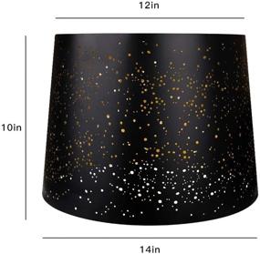 img 3 attached to Large Lamp Shades: Metal Etched Alucset Drum Lampshade for 🌟 Table and Floor Lamps, Sky Stars Design, 12x14x10 inch, Spider Black/Gold