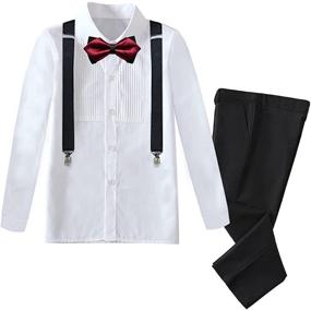 img 4 attached to Formal Outfit Toddler Suspender Suits Boys' Clothing for Suits & Sport Coats