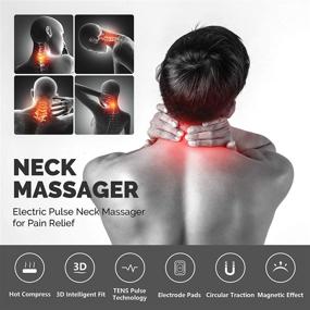 img 2 attached to 🔥 TENS Neck Massager for Pain Relief: Intelligent Neck Massage with Heating Function, 6 Modes, 15 Adjustable Strength Levels. Portable Cordless Electric Pulse Neck Massager for Home, Office, and Car Use