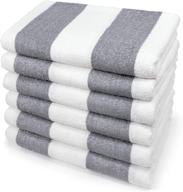 🏖️ kaufman - super holiday cabana stripe terry beach towel, 6-pack, 30in x 70in, 100% u.s.a. cotton (grey) logo