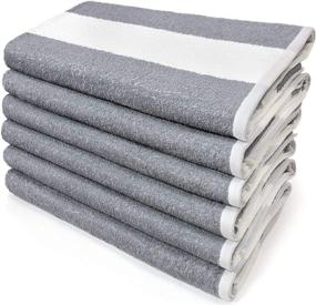 img 3 attached to 🏖️ Kaufman - Super Holiday Cabana Stripe Terry Beach Towel, 6-Pack, 30in x 70in, 100% U.S.A. Cotton (Grey)
