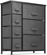 🗄️ 7-drawer dresser: stylish storage solution for bedroom, hallway, closet, and office organization - steel frame, wood top, easy-pull fabric bins - black/charcoal логотип