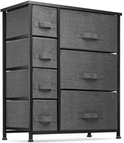 img 4 attached to 🗄️ 7-Drawer Dresser: Stylish Storage Solution for Bedroom, Hallway, Closet, and Office Organization - Steel Frame, Wood Top, Easy-Pull Fabric Bins - Black/Charcoal