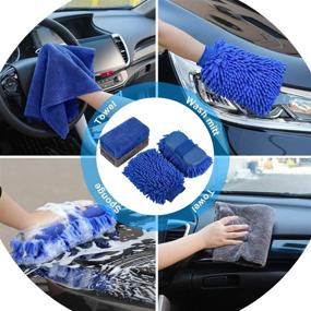 img 1 attached to Complete Car Detailing Set: AUTODECO 22Pcs Car Wash Cleaning Tools Kit with Blue Canvas Bag – Ideal for Tire Brush, Window Scraper, Duster, and Interior Care