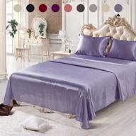 💜 luxury lavender satin silky sheets set: chanyuan 3-piece twin size bedding collection for hotel-like comfort and style with deep pocket fitted sheet, soft cool flat sheet, and satin pillowcase (purple, twin) logo