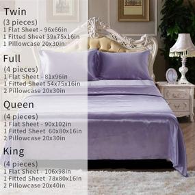 img 3 attached to 💜 Luxury Lavender Satin Silky Sheets Set: Chanyuan 3-Piece Twin Size Bedding Collection for Hotel-like Comfort and Style with Deep Pocket Fitted Sheet, Soft Cool Flat Sheet, and Satin Pillowcase (Purple, Twin)