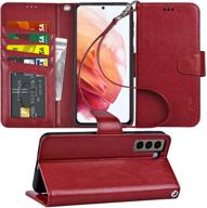 arae case for samsung galaxy s21 wallet case flip cover with card holder and wrist strap for samsung galaxy s21 logo