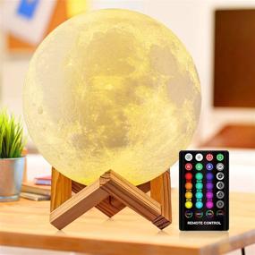 img 4 attached to DTOETKD Moon Lamp: 16 Colors 3D Printed Kids Night Light with Remote & Touch Control - Perfect Birthday Gift for Boys, Girls, Friends & Lovers