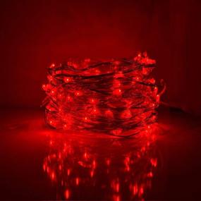 img 2 attached to 🔴 33ft/10M 100LEDs Copper Wire String Lights w/ Remote Control - Red"