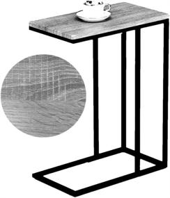 img 3 attached to SoSo-BanTian1989 Metal Frame Reclaimed Wood 🔲 End Table: Stylish Grey C-Shaped Side Table