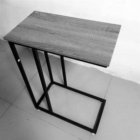 img 1 attached to SoSo-BanTian1989 Metal Frame Reclaimed Wood 🔲 End Table: Stylish Grey C-Shaped Side Table