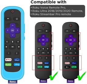 img 3 attached to 2-пакет силиконовых защитных чехлов для пульта управления Roku Voice Remote Pro - универсальные заменители для пульта управления Roku Ultra 2020/2019/2018 - держатель для задней части - новые светящиеся синие и зеленые защитники