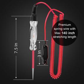 img 3 attached to 🔌 Optimized Premium LED Bulb Automotive Circuit Tester with 135 Inch PU Extended Spring Wire, Sharp Hard Steel Probe for Testing 6-24V Vehicle Circuits and Low DC Voltage