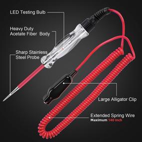 img 2 attached to 🔌 Optimized Premium LED Bulb Automotive Circuit Tester with 135 Inch PU Extended Spring Wire, Sharp Hard Steel Probe for Testing 6-24V Vehicle Circuits and Low DC Voltage