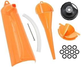 img 4 attached to 🔧 Harley Orange HDBUBALUS Crankcase Fill Funnel Set with Drip-Free Oil Filter Funnel, Oil Filter Wrench, and Primary Drain Plugs - Compatible with Primary Case Oil Fill