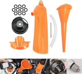 img 3 attached to 🔧 Harley Orange HDBUBALUS Crankcase Fill Funnel Set with Drip-Free Oil Filter Funnel, Oil Filter Wrench, and Primary Drain Plugs - Compatible with Primary Case Oil Fill