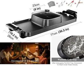 img 2 attached to Soup N Grill V2 Hotpot Grill Combo - Indoor Korean BBQ & Shabu Shabu Electric Hot Pot with Divider: Portable, Smokeless Grill, Free Strainer Scoops, Extra Long Chopsticks, Tongs, Cloths