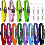 🐱 aodaer 12-pack reflective cat collars - safety release & reflective design - adjustable cat collars with bell - small adjustable safety strap for small animals - includes 6-pack of anti-lost tags logo