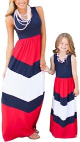 img 4 attached to 👗 Stylish Summer Mommy Striped Chevron Dresses for Girls