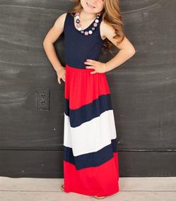 img 1 attached to 👗 Stylish Summer Mommy Striped Chevron Dresses for Girls